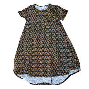 LuLaRoe Carly swing Dress W/ A High-Low Hemline-Blue/Mustard-S-GUC